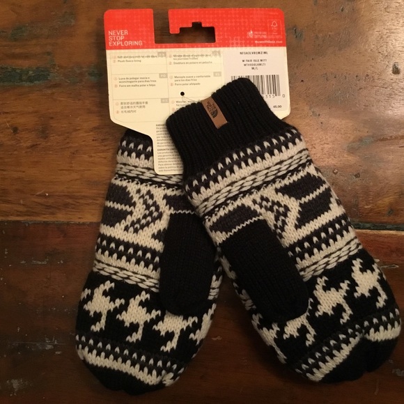The North Face Fair Isle Fleece Lined Knit Mittens - Picture 3 of 5
